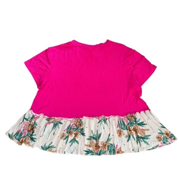 Janette Plus Womens Floral Pink Gauze Top Size 1X - Picture 5 of 6
